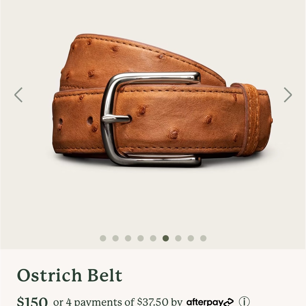 Tecovas ostrich belt size 36 in new condition. Only worn twice.